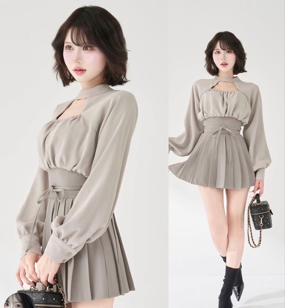 Darich ドッキングコルセットプリーツミニワンピース GRY free