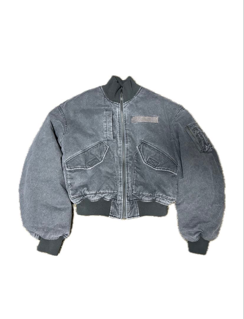 グレー ボリュームスリーブ アウター