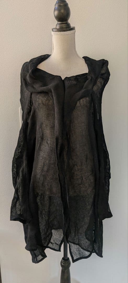 【極美品】Y's ヨウジヤマモト リネン混 変形ロングカーディガン 羽織り 黒