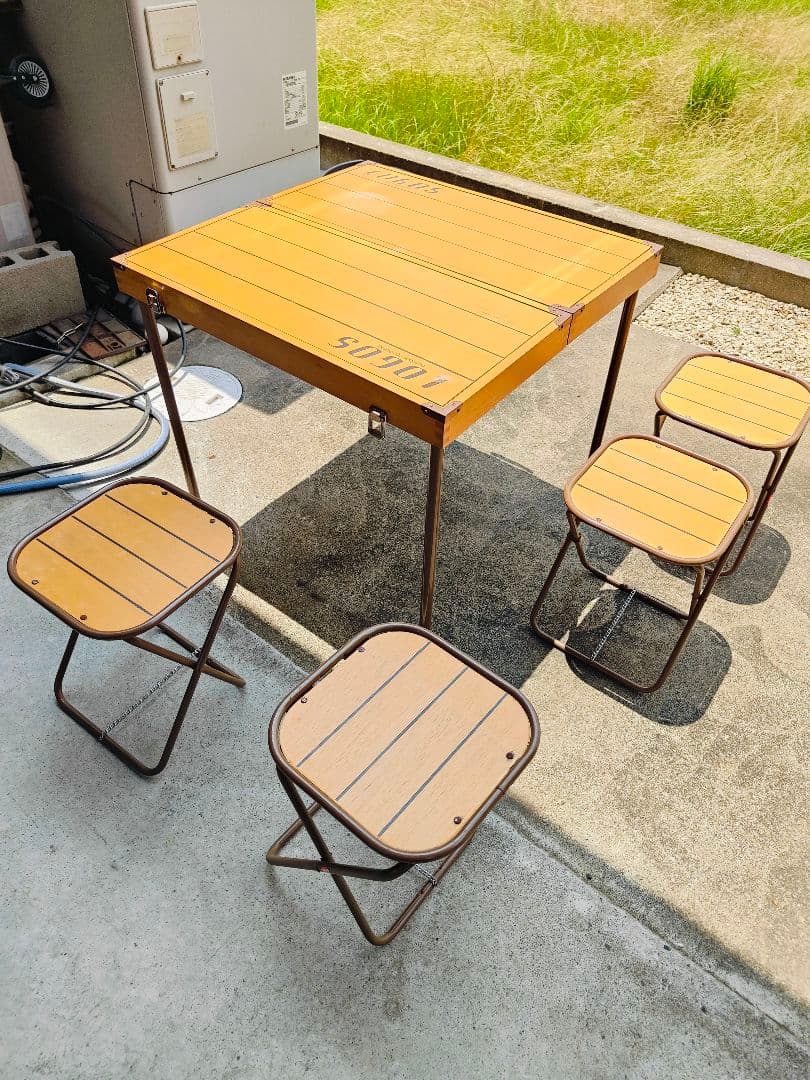 LOGOS 木製折りたたみテーブル チェア4脚セット ケース