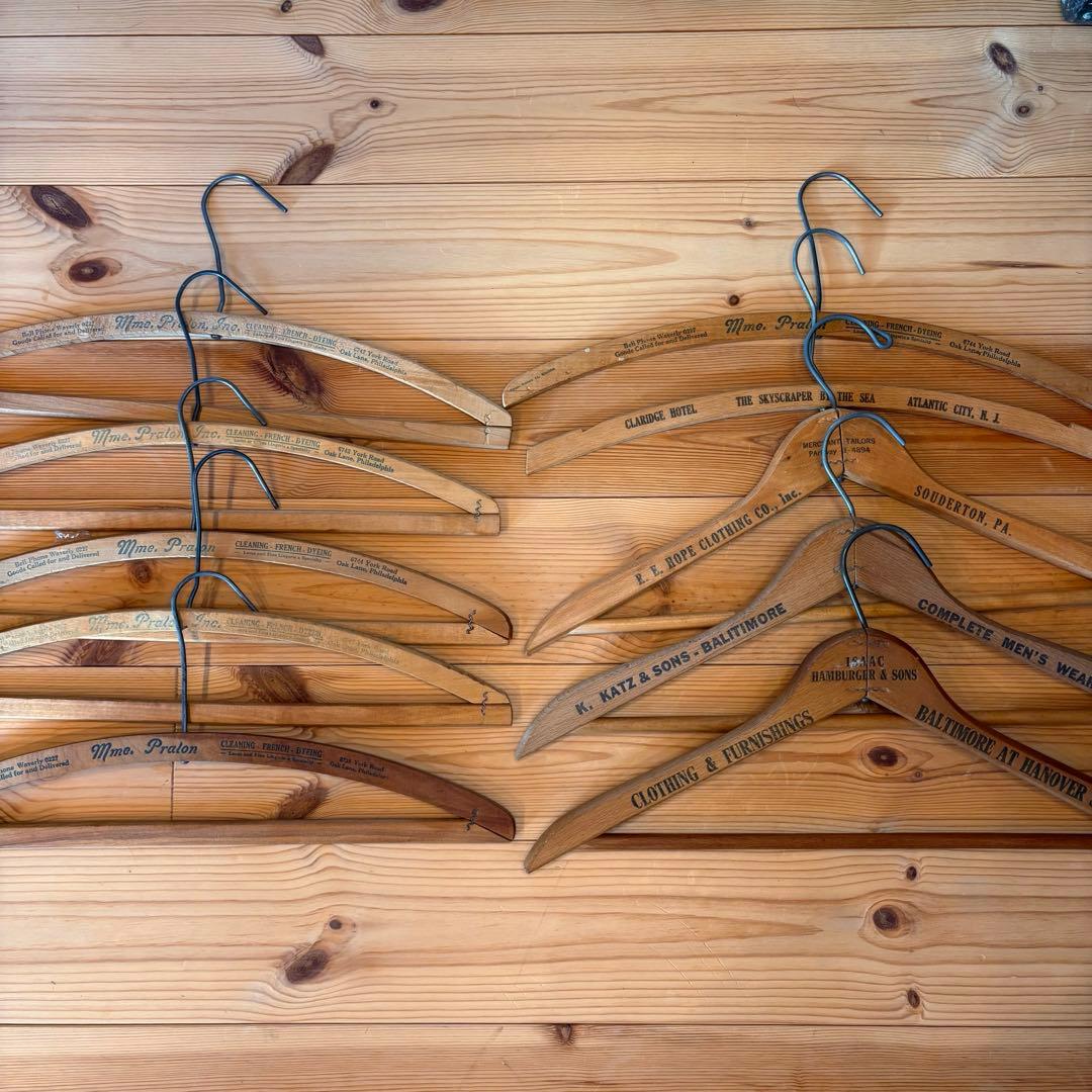 【スペシャル】10本！USA ヴィンテージ 木製ハンガー セット