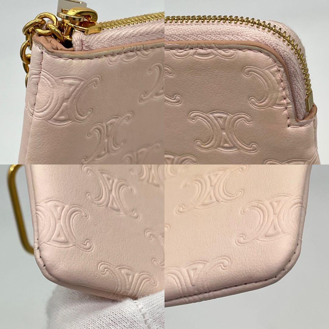 CELINE ケース キーリング トリオンフ ロゴ入り レザー 付属品付き