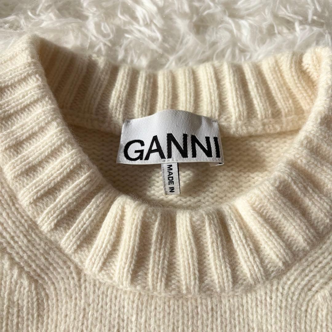 【美品】 GANNI ラメ ロゴ graphicwool mix vest