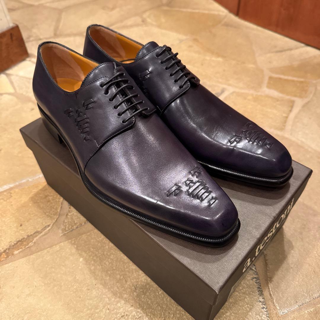 a.testoni⭐️美品・未使用⭐️ネイビー レザー ドレスシューズ