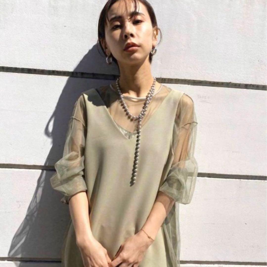 Ameri TULLE DOCKING DRESSチュールドッキングドレス