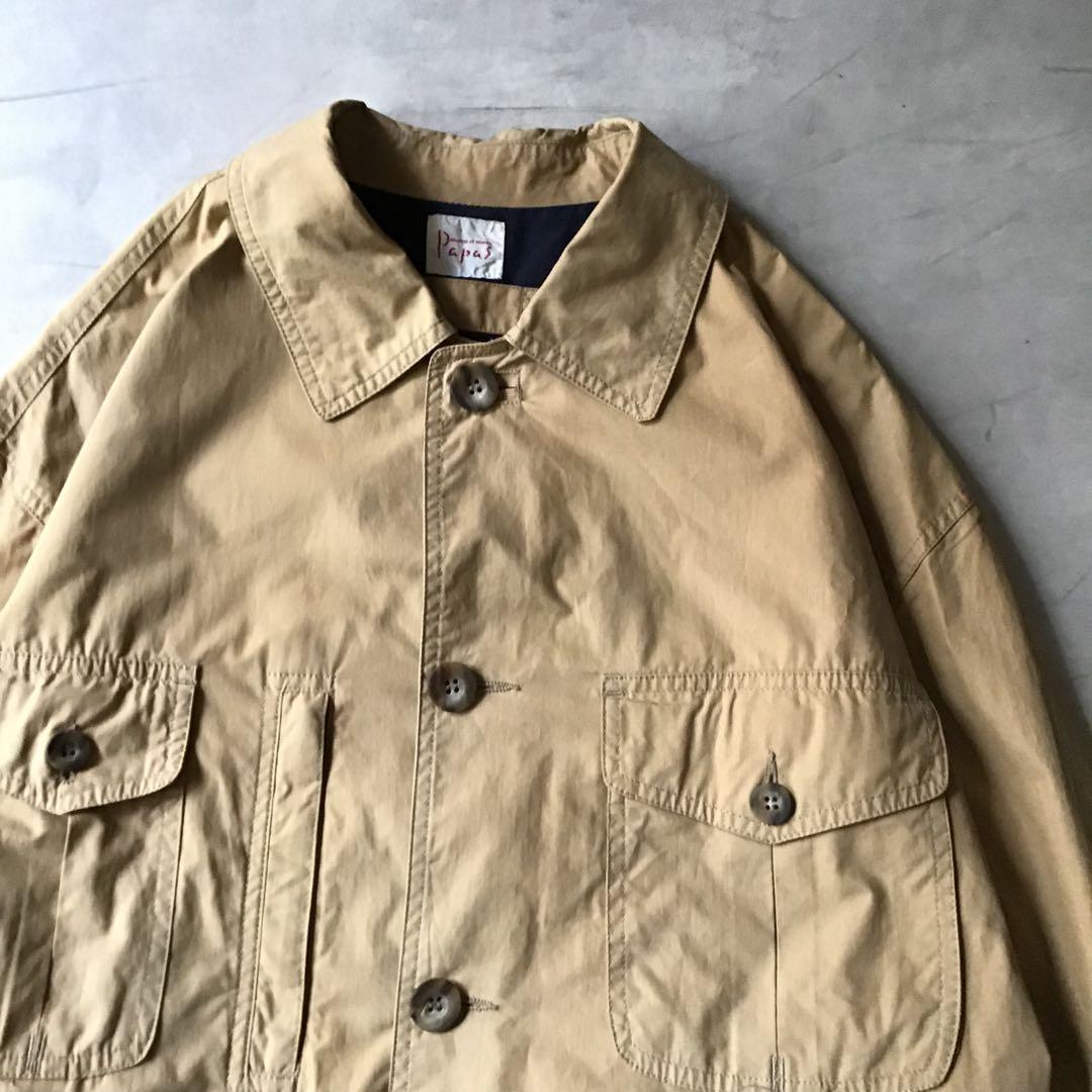 papas パパス　カバーオールジャケット　ハンティング　ベージュ