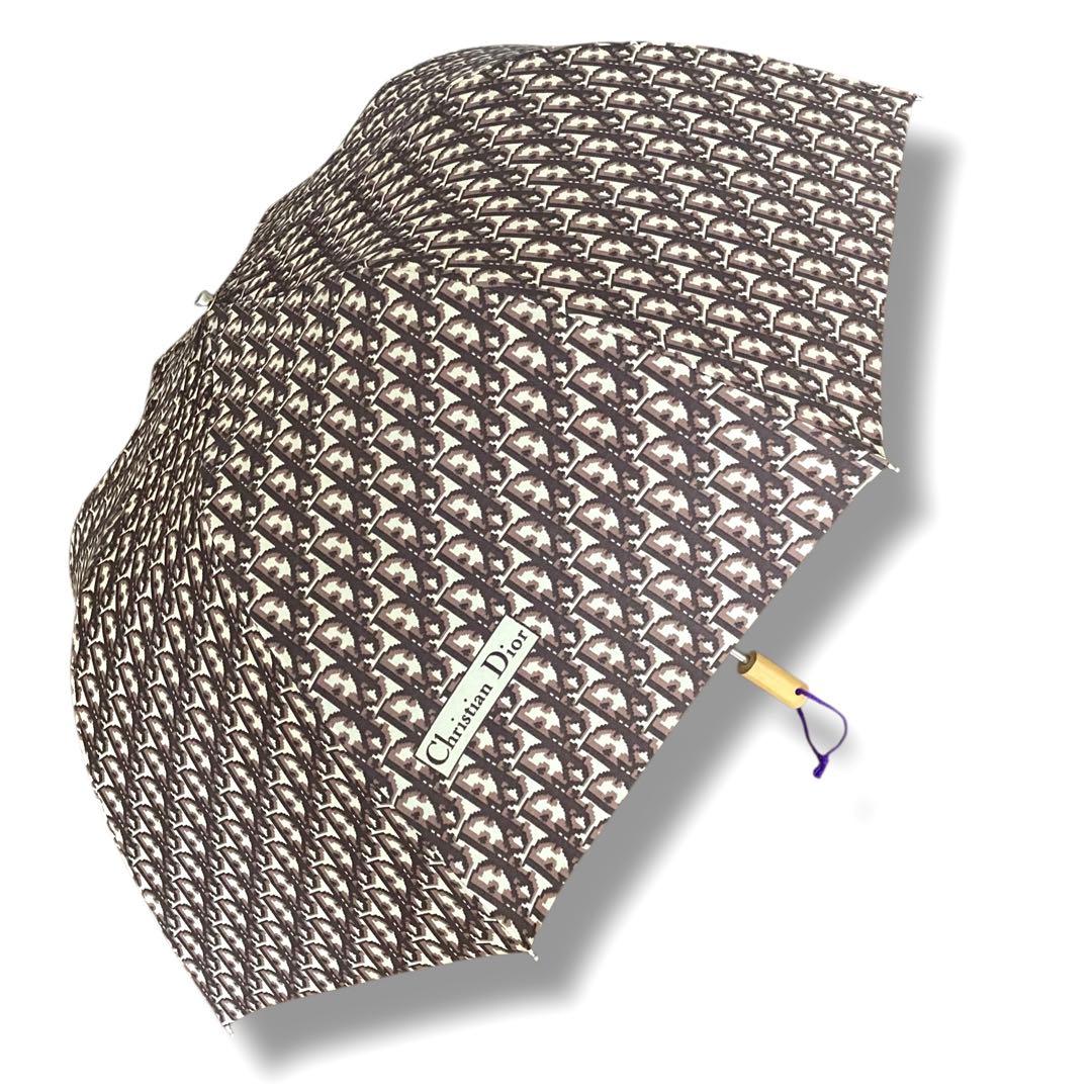 美品✨Dior クリスチャンディオール　折り畳み傘　総柄　トロッター　晴雨兼用