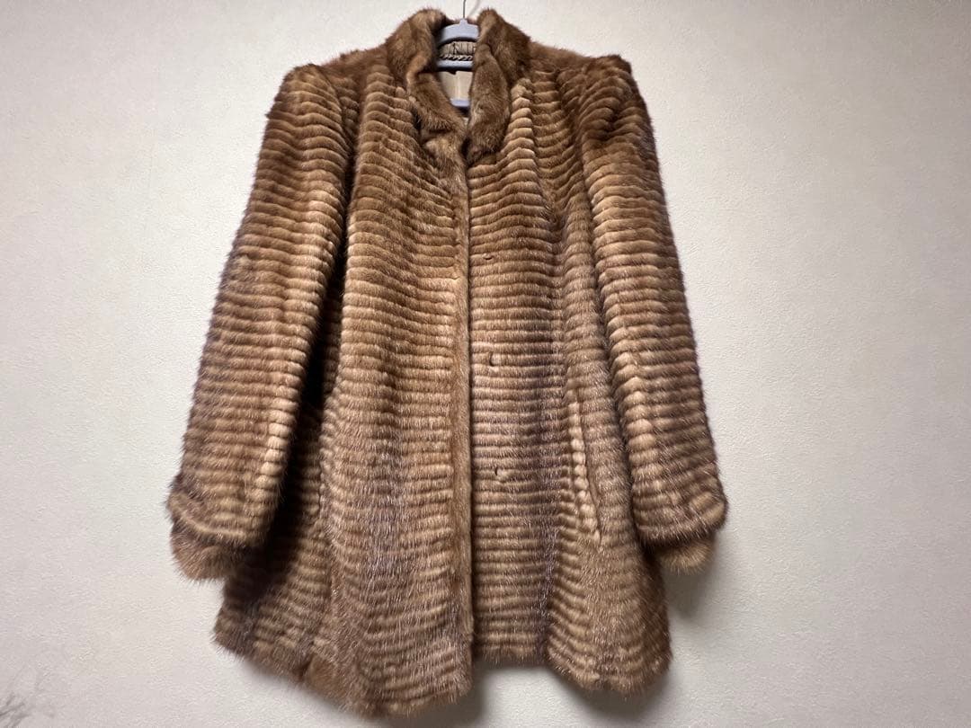 毛皮コート ファーコート リアル ミンク ロング ブラウン 最高級
