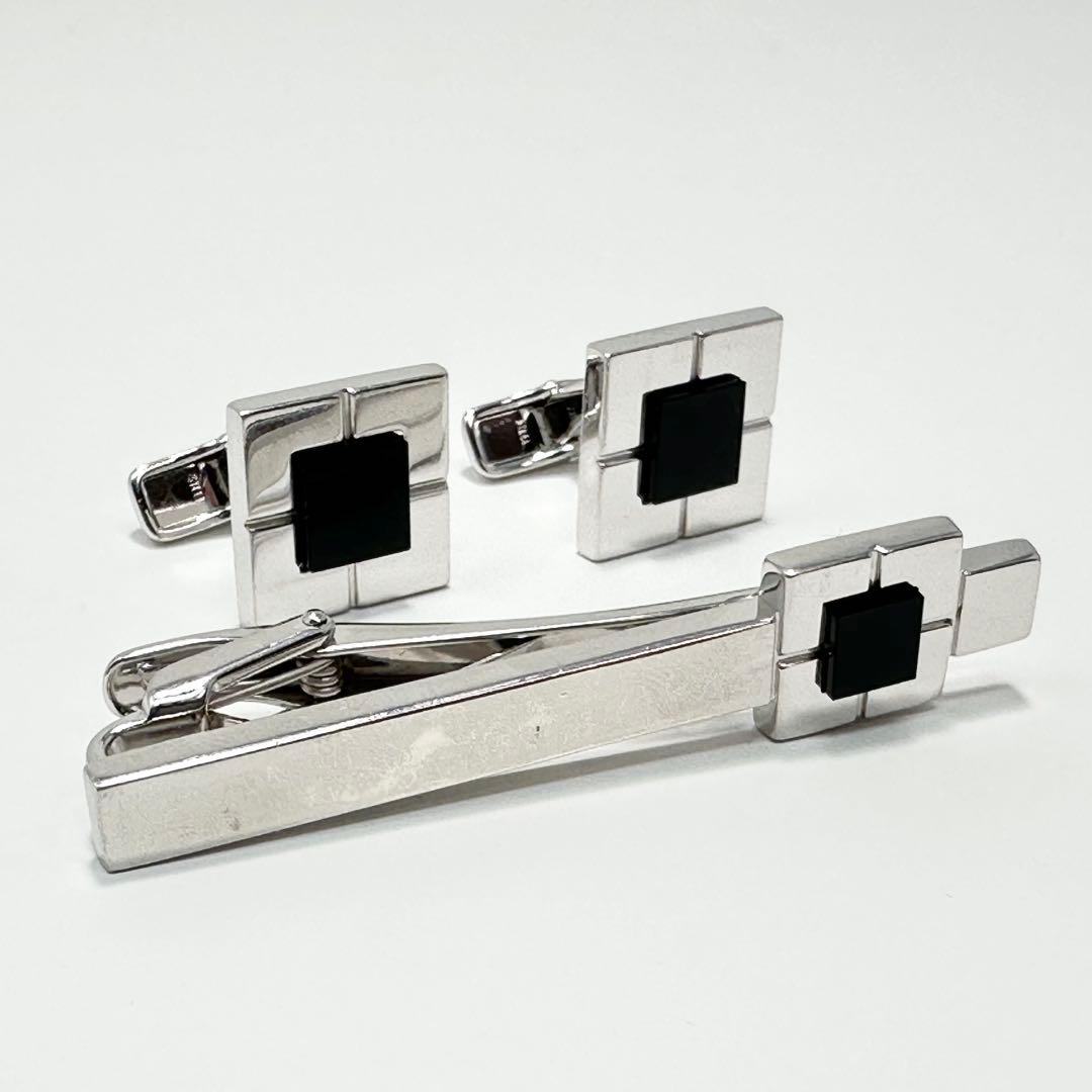 ダンヒル　スクエアトップ　オニキス　ネクタイピン　カフス　セット　925