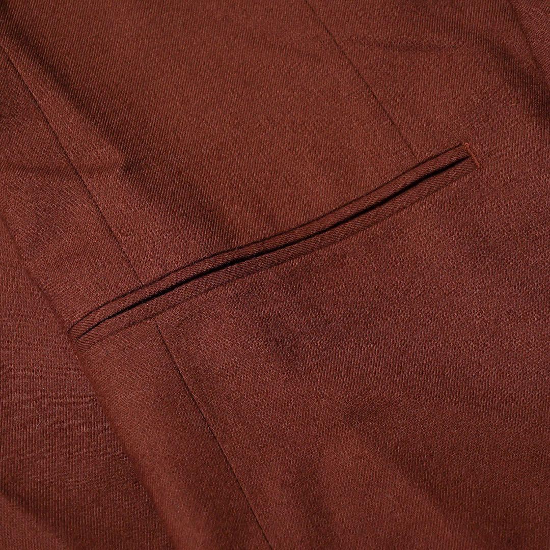 ヴィンテージ ダークブラウン カラー ダブル ウール セットアップ スーツ 茶