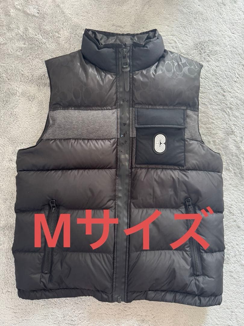 夏*雨様 COACH シグネチャーロゴ ダウンベスト M