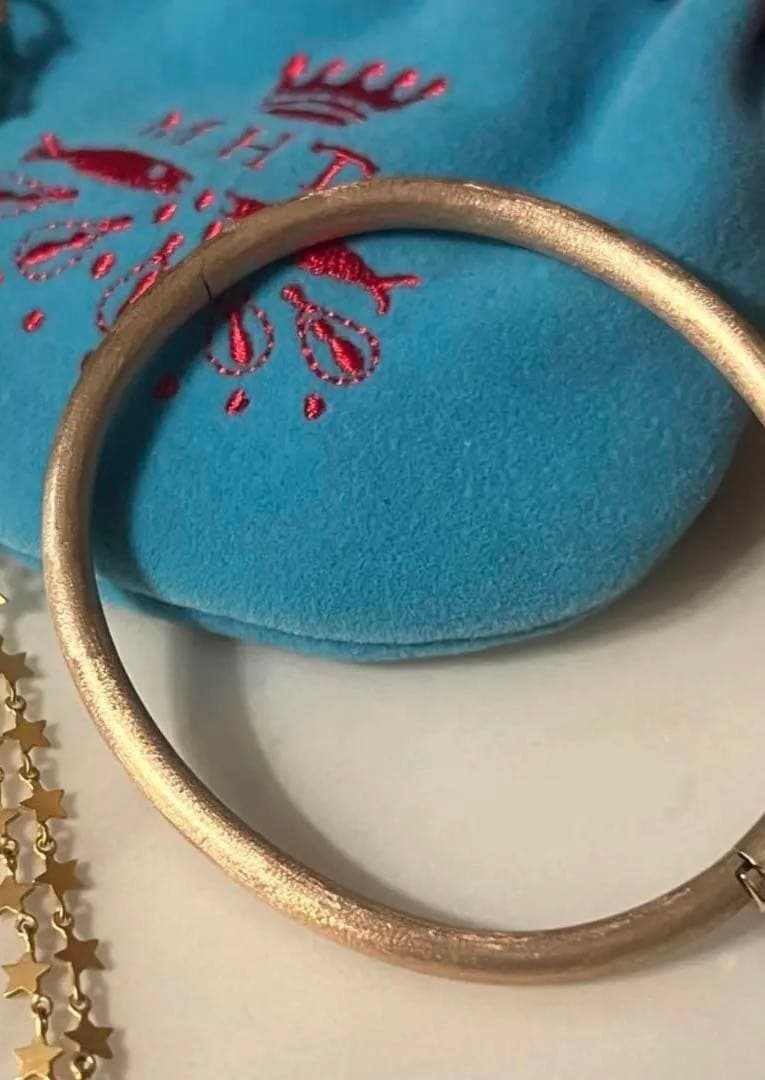 豪華　K18 バングル　ピンクゴールド　マットよりのスターダスト加工