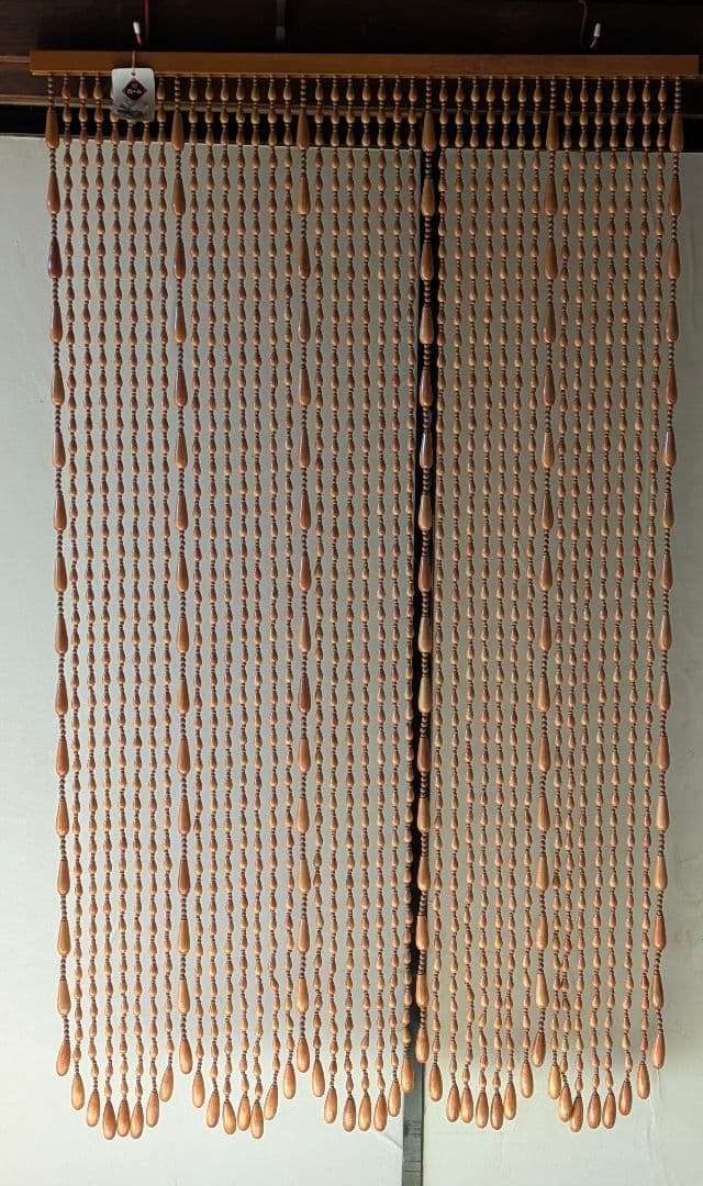 木製 珠のれん　すだれ ロング　レトロ　アンティーク　暖簾　昭和　珠暖簾