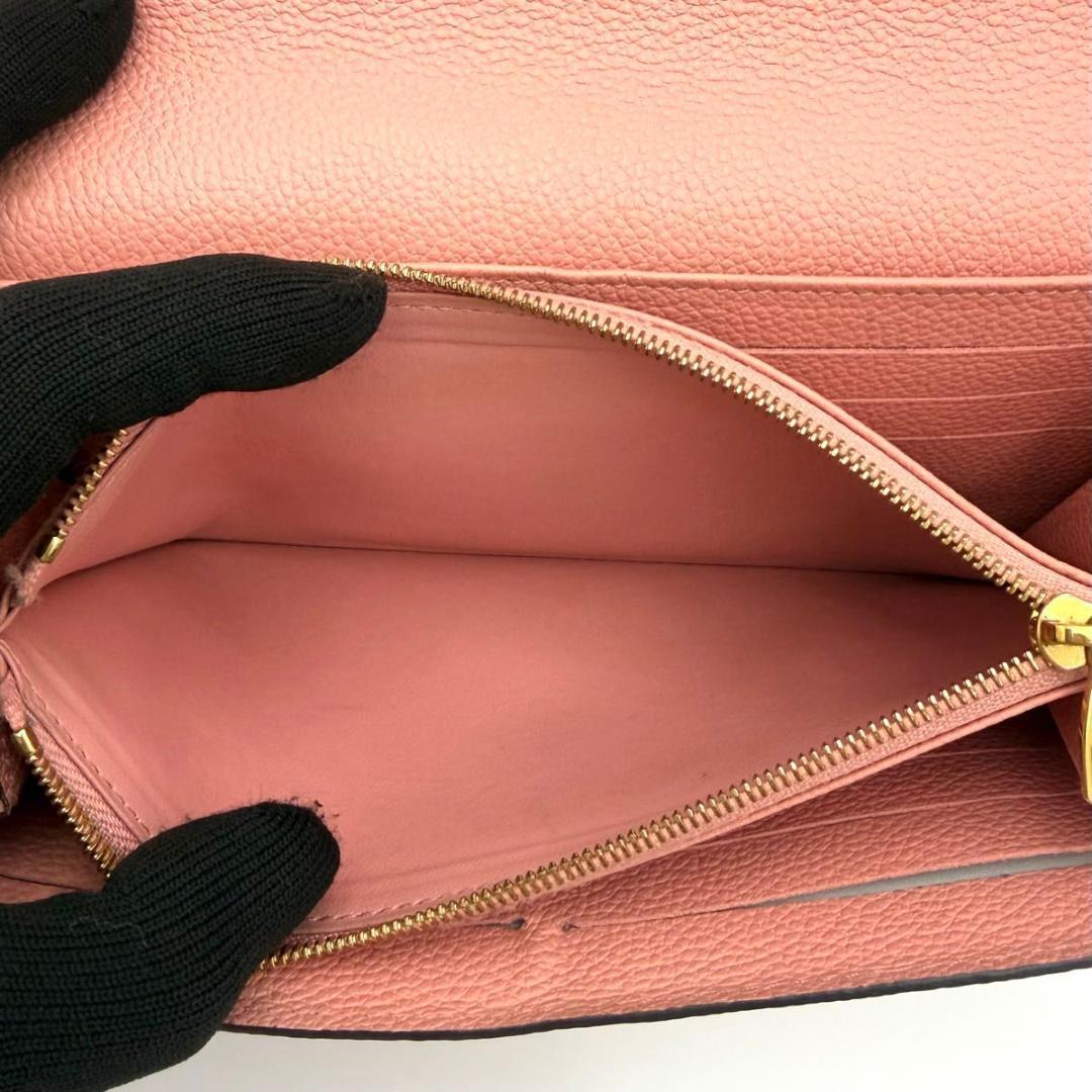 ルイヴィトン アンプラント サラ 長財布 レザー ローズ ピンク M64082