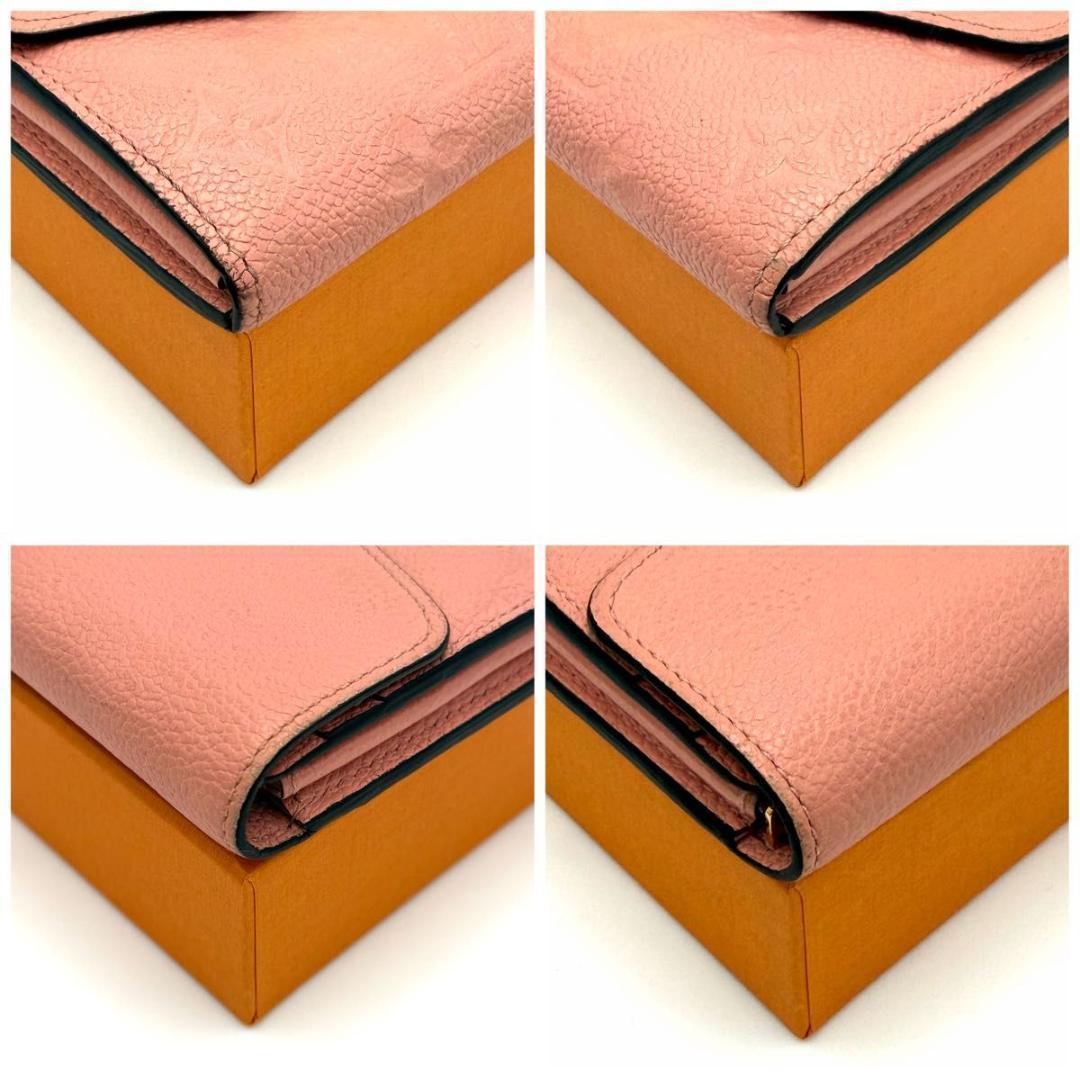 ルイヴィトン アンプラント サラ 長財布 レザー ローズ ピンク M64082