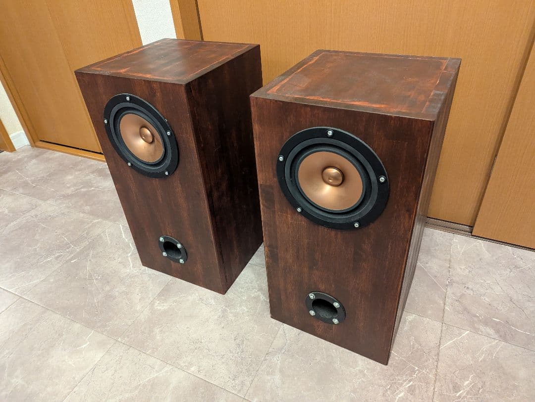 【ひのき集成材】バスレフパッシブスピーカー マホガニー 約10万円