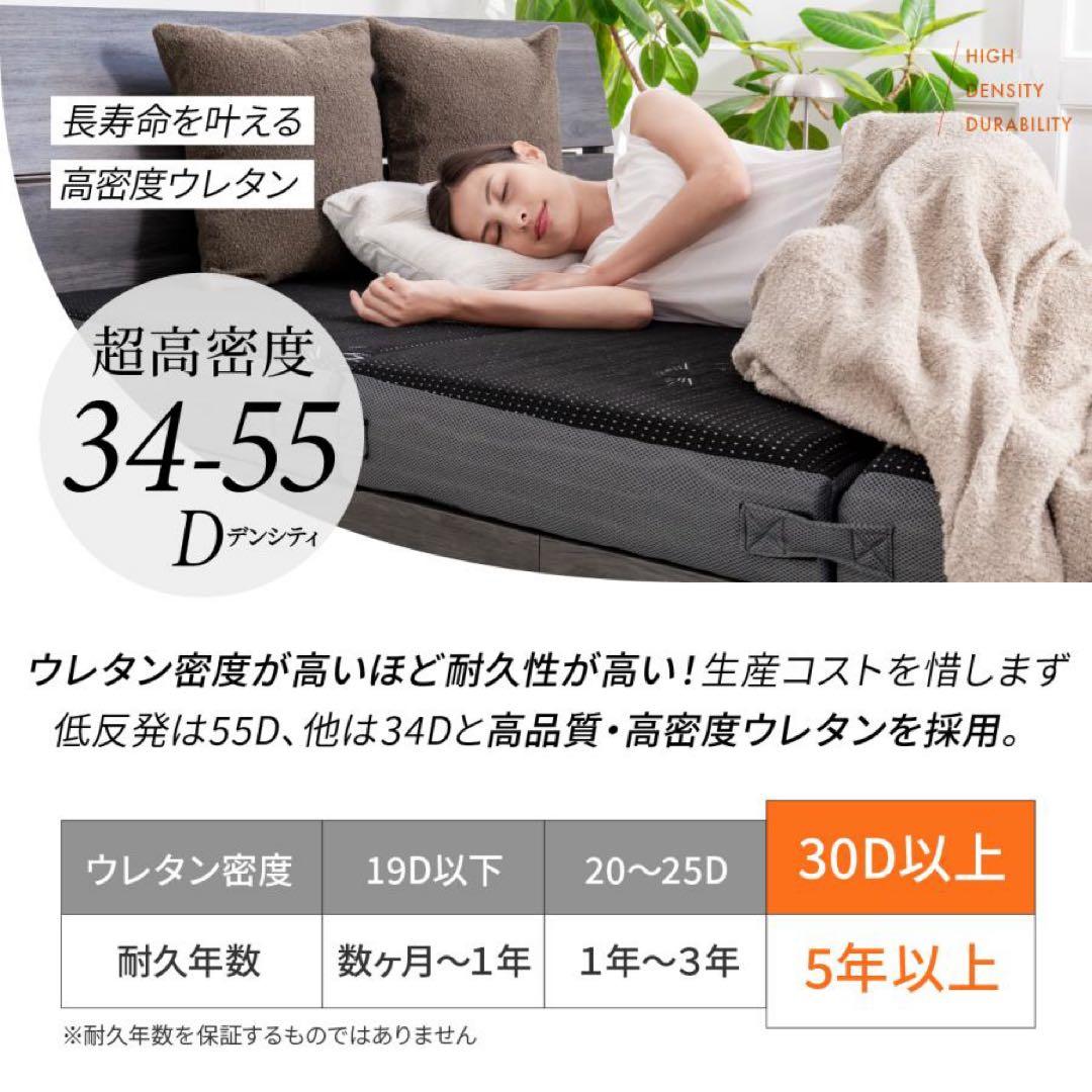 【状態良・送料込】GOKUMIN セミダブルマットレス黒(低反発、三つ折)