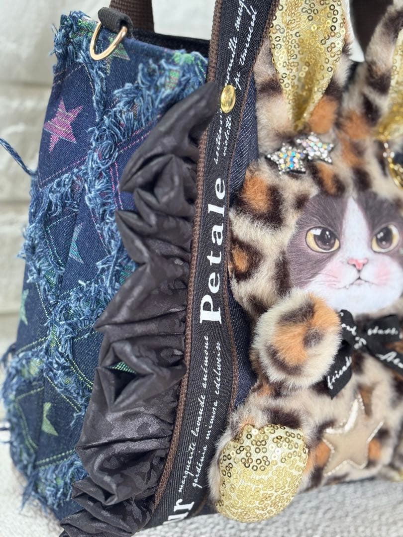 ゆ*ら様 コヤンイサムチョン　ハンドメイド　トートバッグ　デニム　ヒョウ柄ジョー