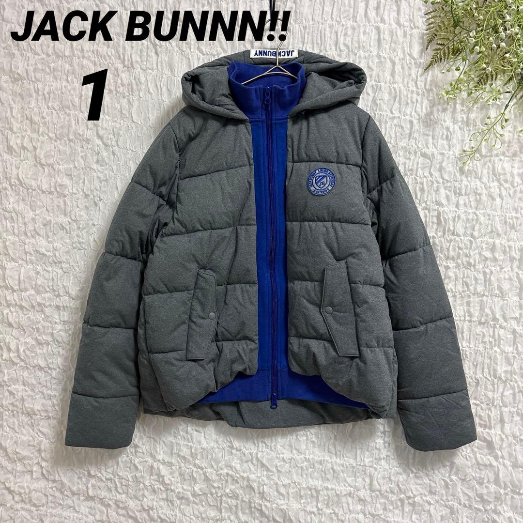 ジャックバニー フード 中綿 ダウン ジップアップ ジャケット ロゴ ワッペン