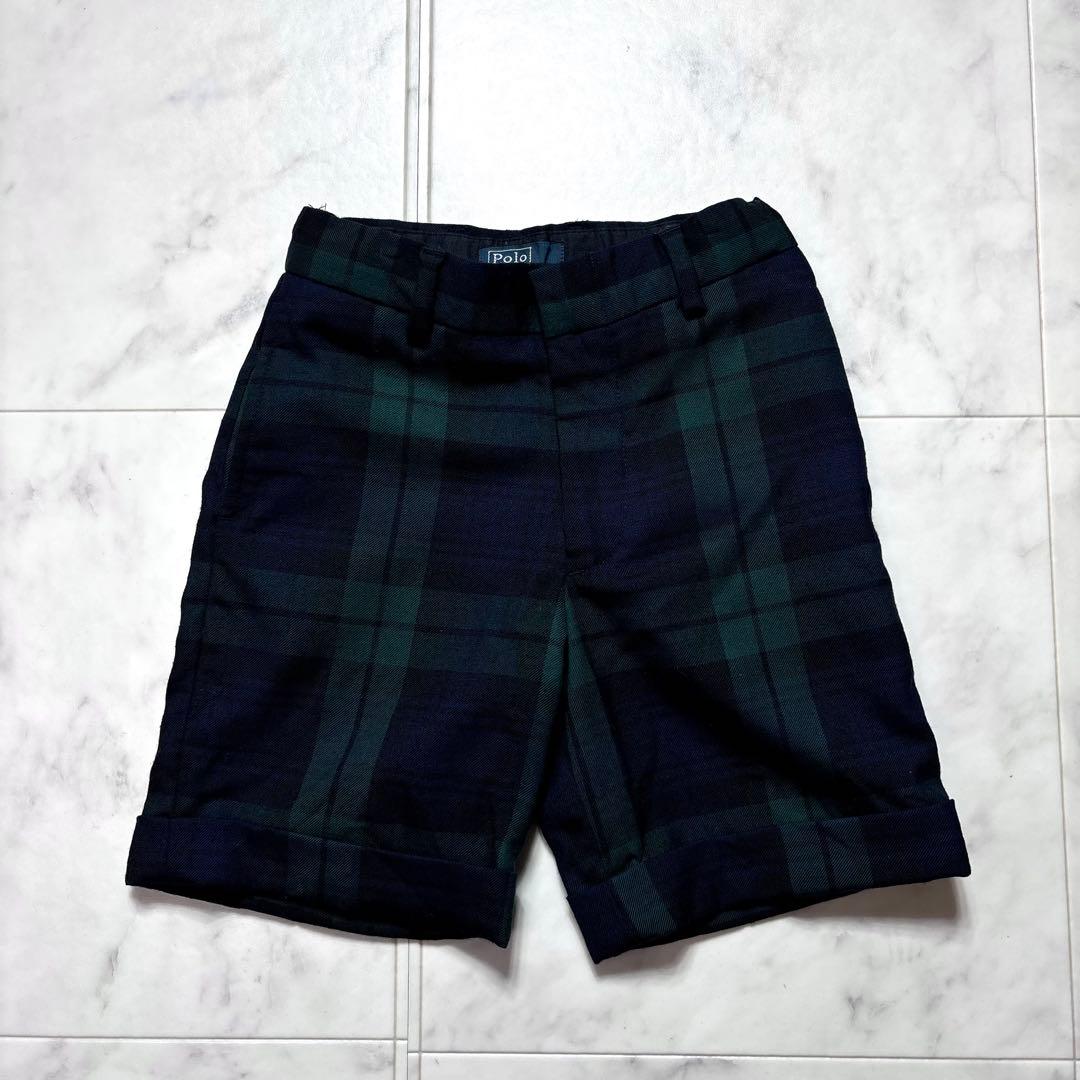 ラルフローレン キッズフォーマル 120/110 紺ブレ チェックパンツ スーツ