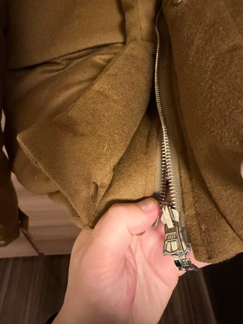 MARKAWARE カシミヤダウンジャケット ブラウンカーキ