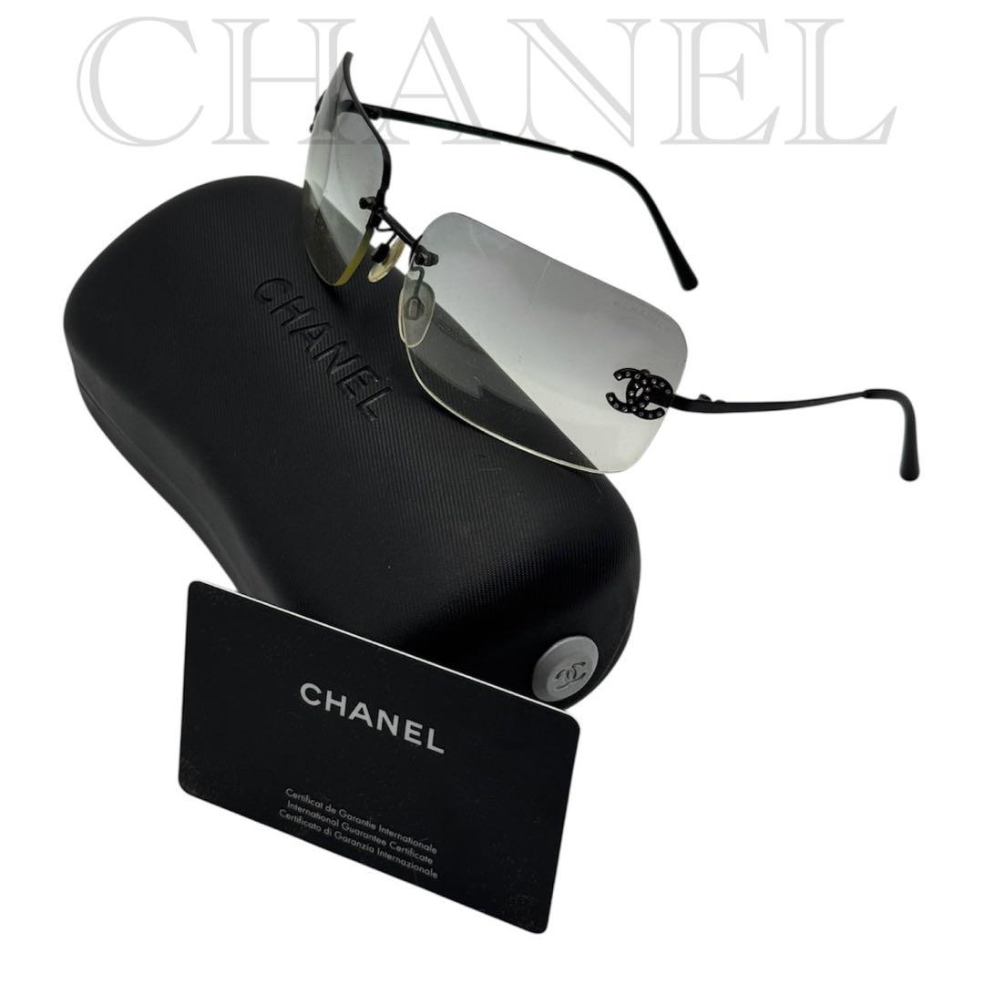 シャネル リムレス サングラス ココマーク ラインストーン レディース メンズ