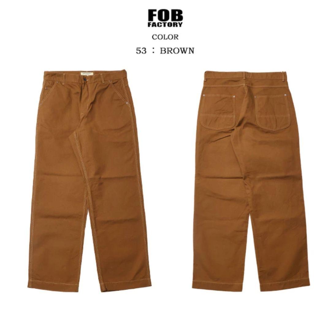 FOBFACTORY　メンズ　コットンダックワークパンツ　ブラウン　サイズ2