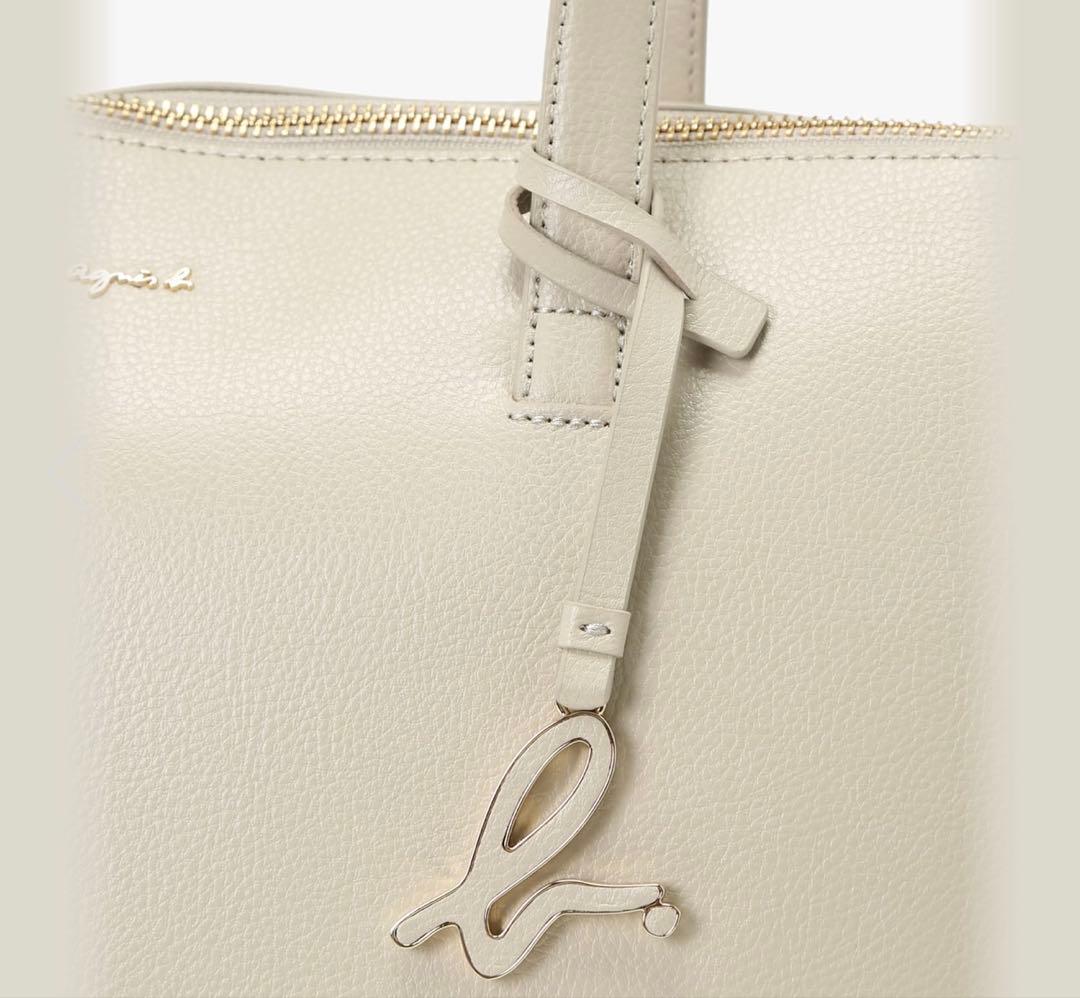 アニエスベー　ベージュ トートバッグ 黒ポーチ付き