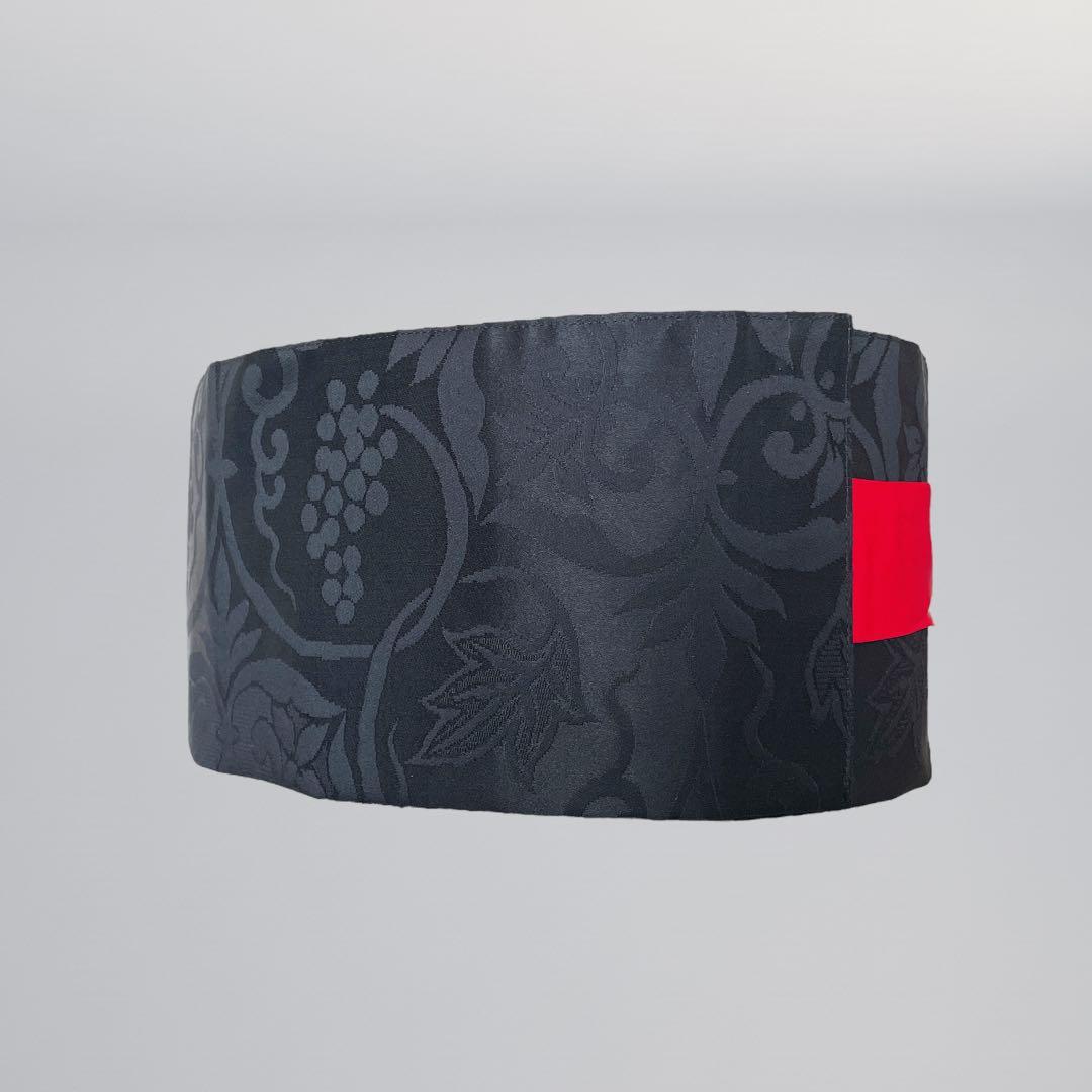 黒赤 サッシュベルト W65〜95cm 帯ベルト 着物リメイクJ80114