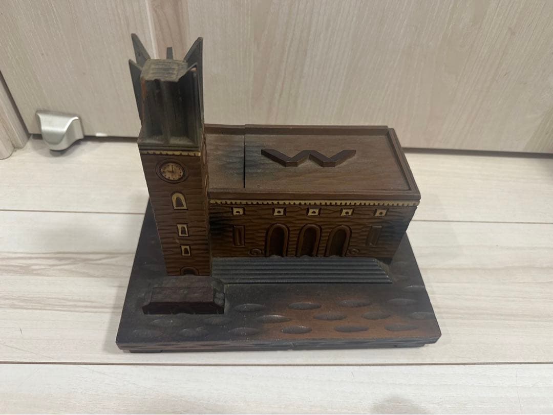 早稲田大学 大隈講堂 木彫り オルゴール アクセサリーボックス 宝石箱 小物入れ