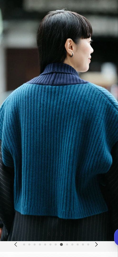 試着のみ　ソウソウ　SOU・SOU×ALPHA カシミヤ混 背子 海緑色×深紺