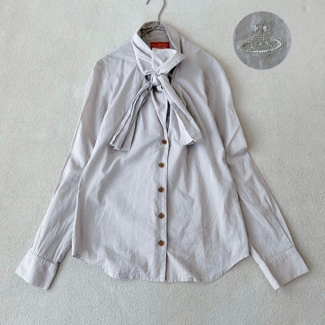 美品✨ヴィヴィアンウエストウッド　長袖　ボウタイ　ブラウス　オーブ刺繍　サイズ2