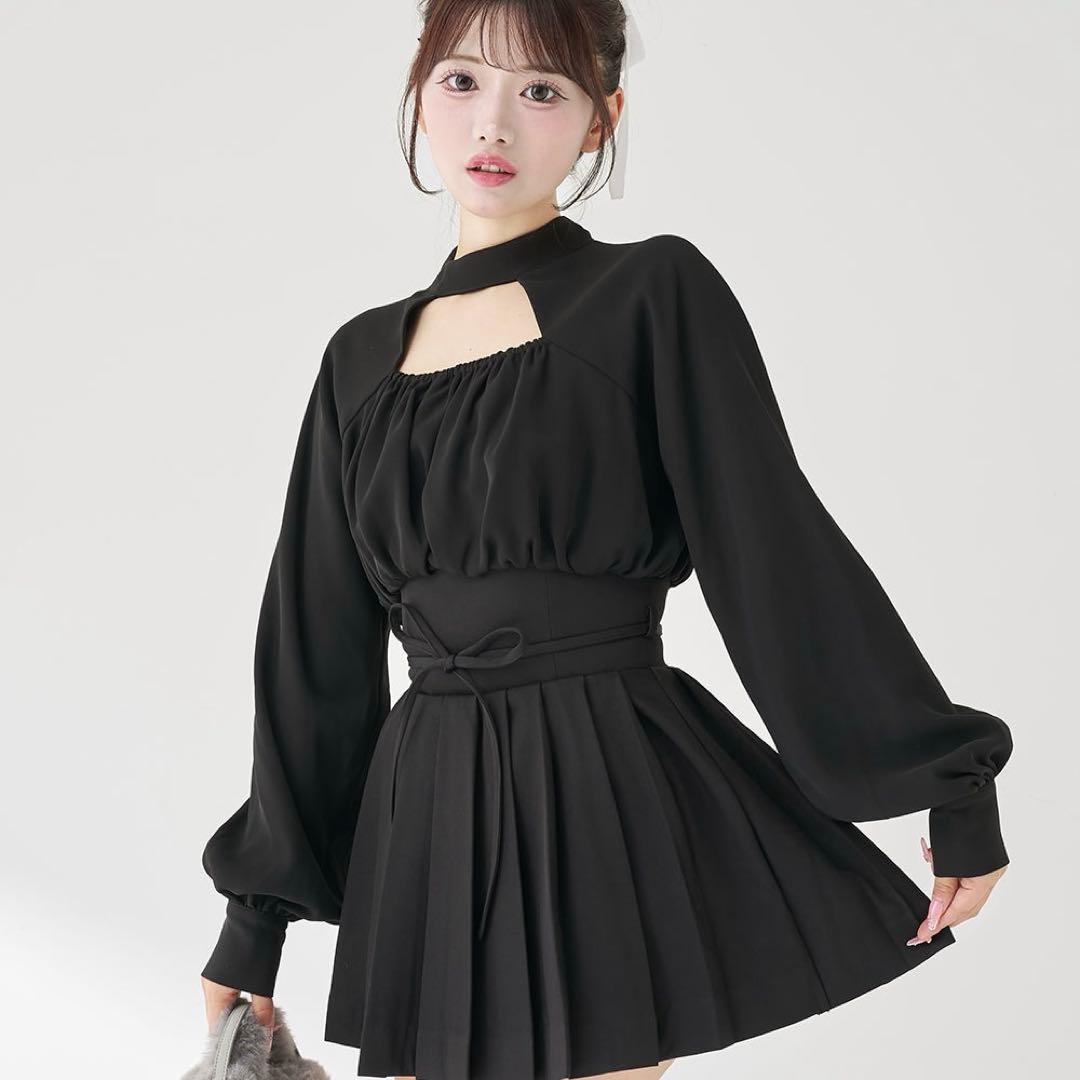 Darich ダーリッチ ドッキングコルセットプリーツ ミニワンピース