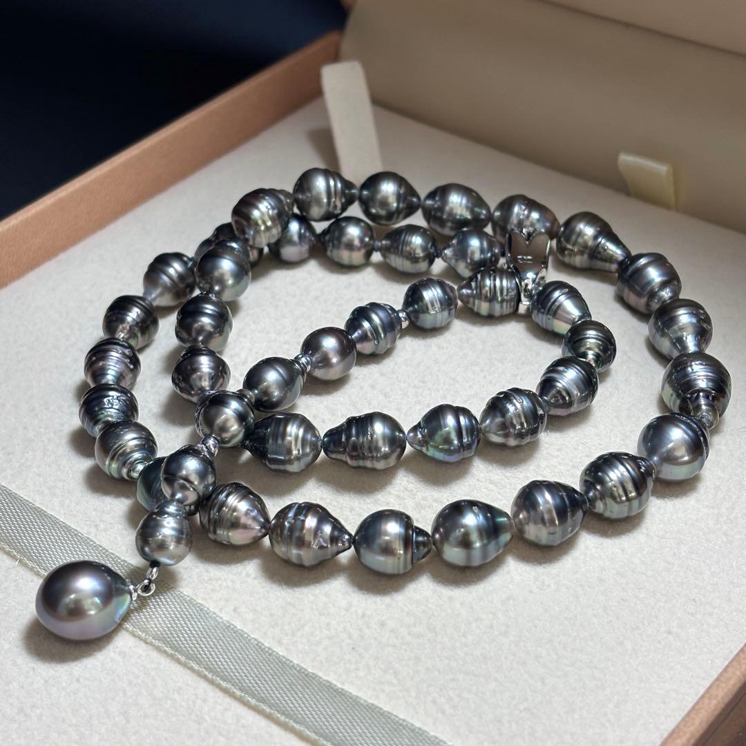 テリ強✨　黒蝶真珠　鑑別付き　デザイン　パール　8.0-11.5 本真珠