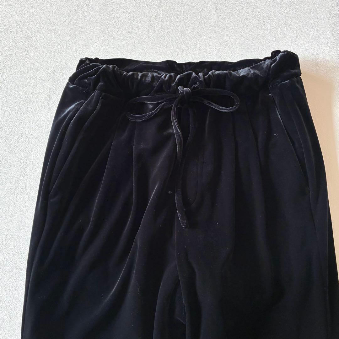 OHGA オーガ　ベロアパンツ　ドロストパンツ　ブラック　S