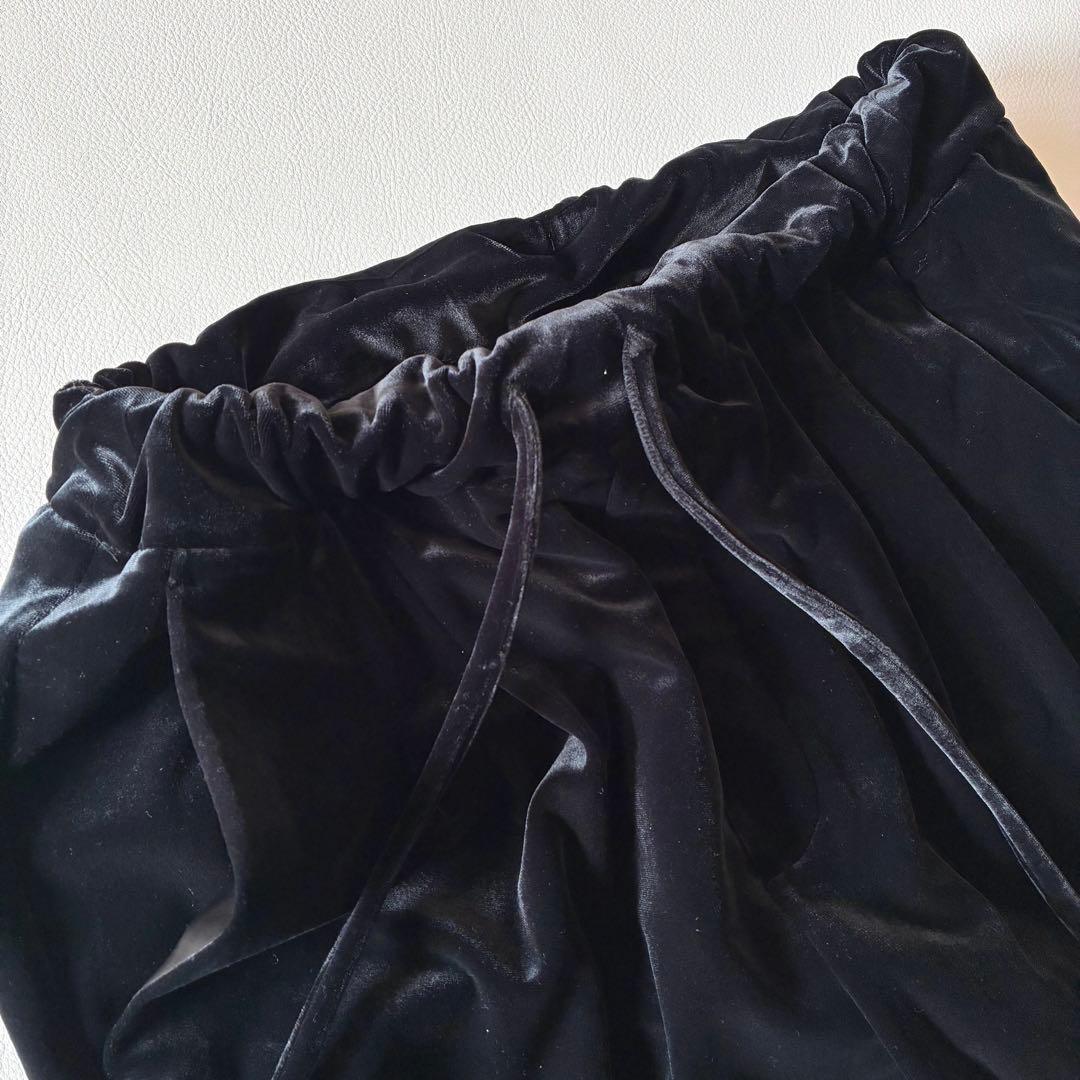 OHGA オーガ　ベロアパンツ　ドロストパンツ　ブラック　S