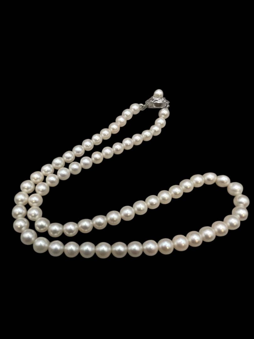 シ*マ様 中古美品パール真珠パールネックレス金具シルバー刻印