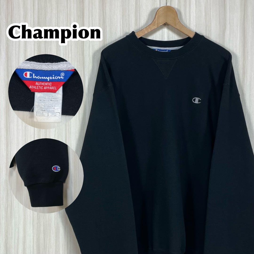 たっく様☆チャンピオン スウェット XL ブラック 黒 裏起毛 刺繍ロゴ 袖ロゴ