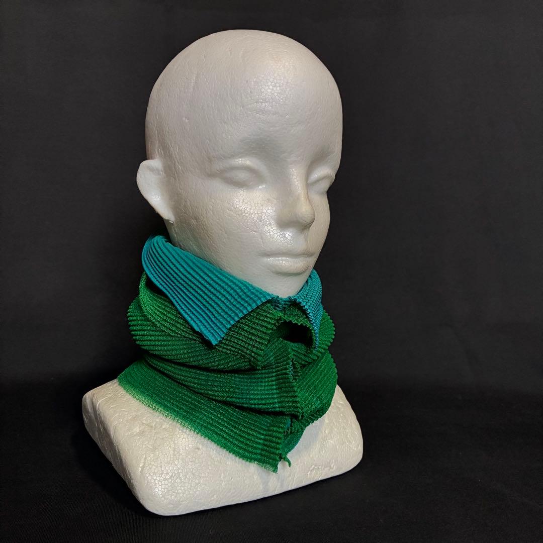 タグ無し商品 PLEATS PLEASE バイカラープリーツスヌード 緑水色