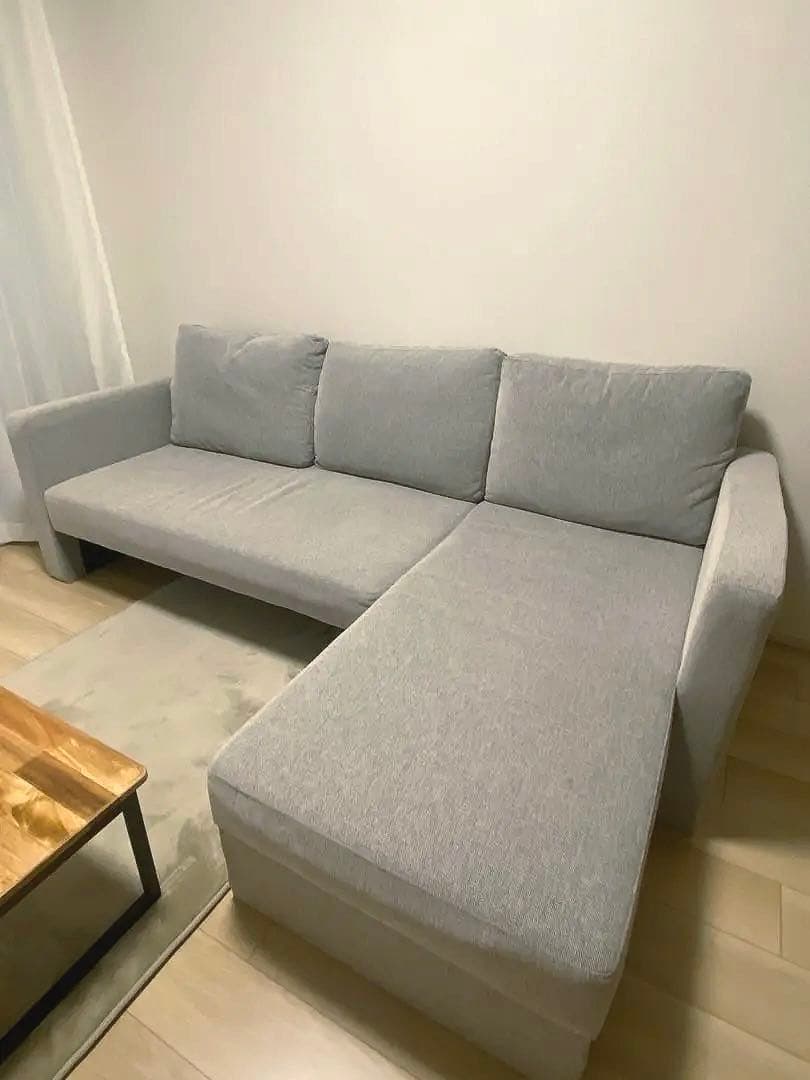 グレー L字型ソファ 収納付き　こちらで送料負担します！