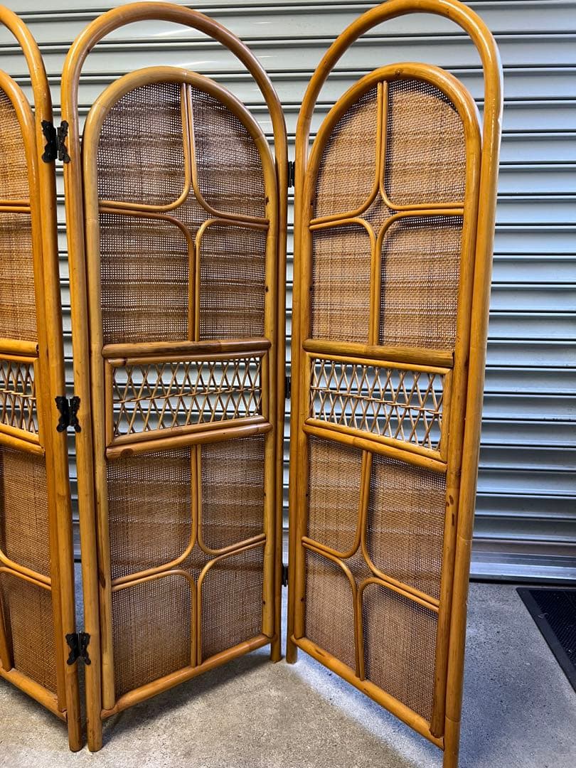 籐の衝立 4連 高さ約135 幅約46✖️4 部屋の簡易仕切り 着替時などに便利