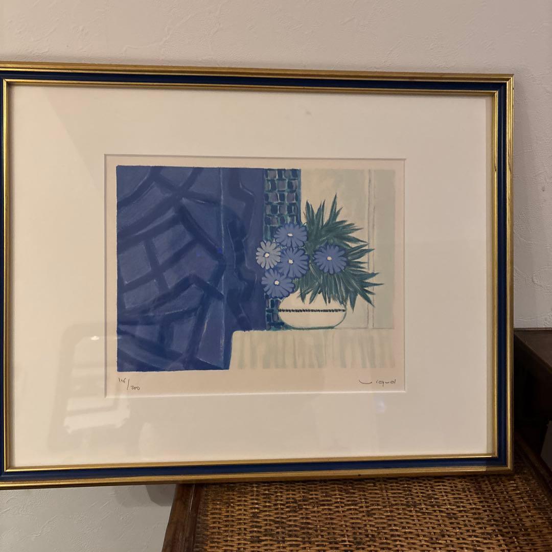 版画　ヴィギュド　青い基調の青い花々　106/200
