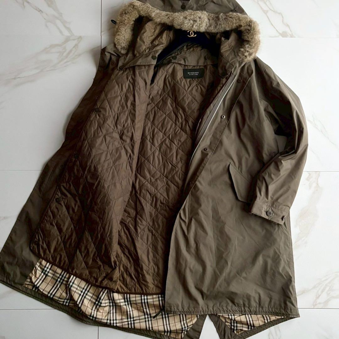 美品◆バーバリーブラックレーベル モッズコート キルティング 2way M