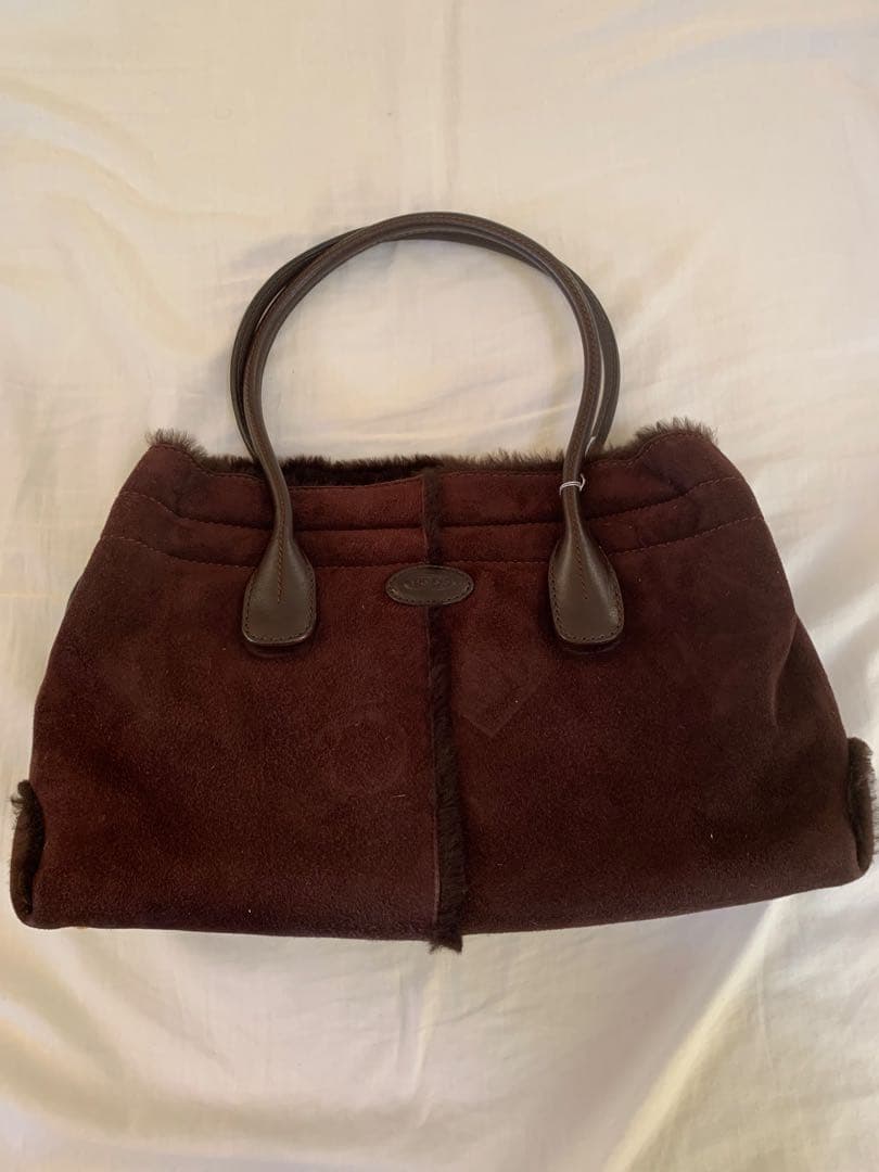 【大幅値下げ中】 TODS本革ラムファーボアレザー　ハンドバッグ　ボストンバッグ