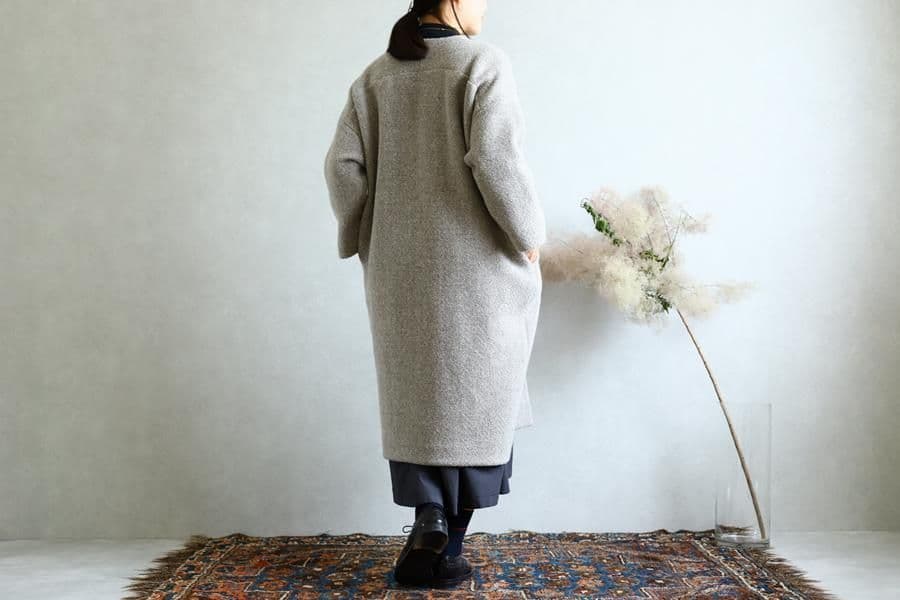 s*i様 evam eva エヴァムエヴァ ウールツイードローブコート モカ 3
