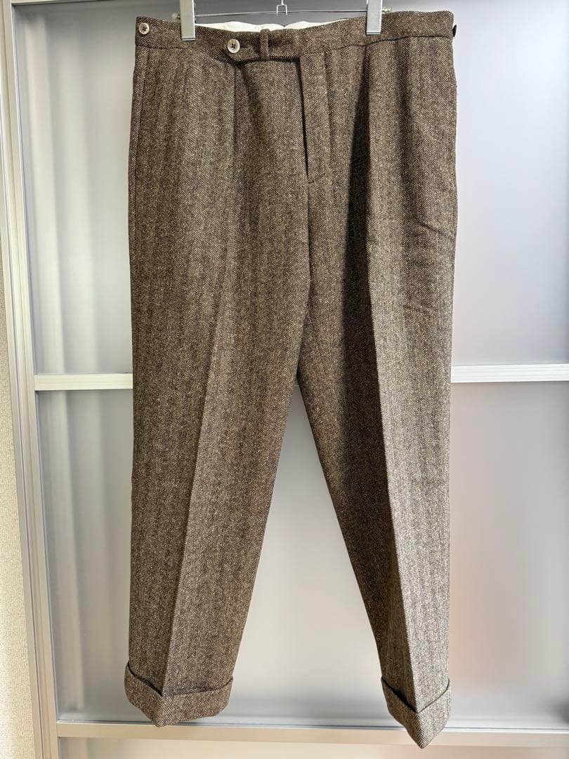 GTA SERGIO ヘリンボーン　スラックス　ブラウン　サイズ52 ５者混