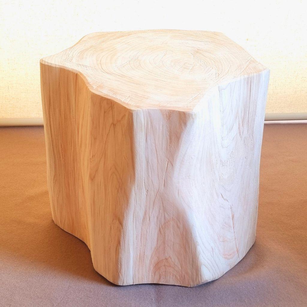天然アロマ 東濃ひのきフリル スツール・テーブル・特大・無垢無塗装・オーガニック