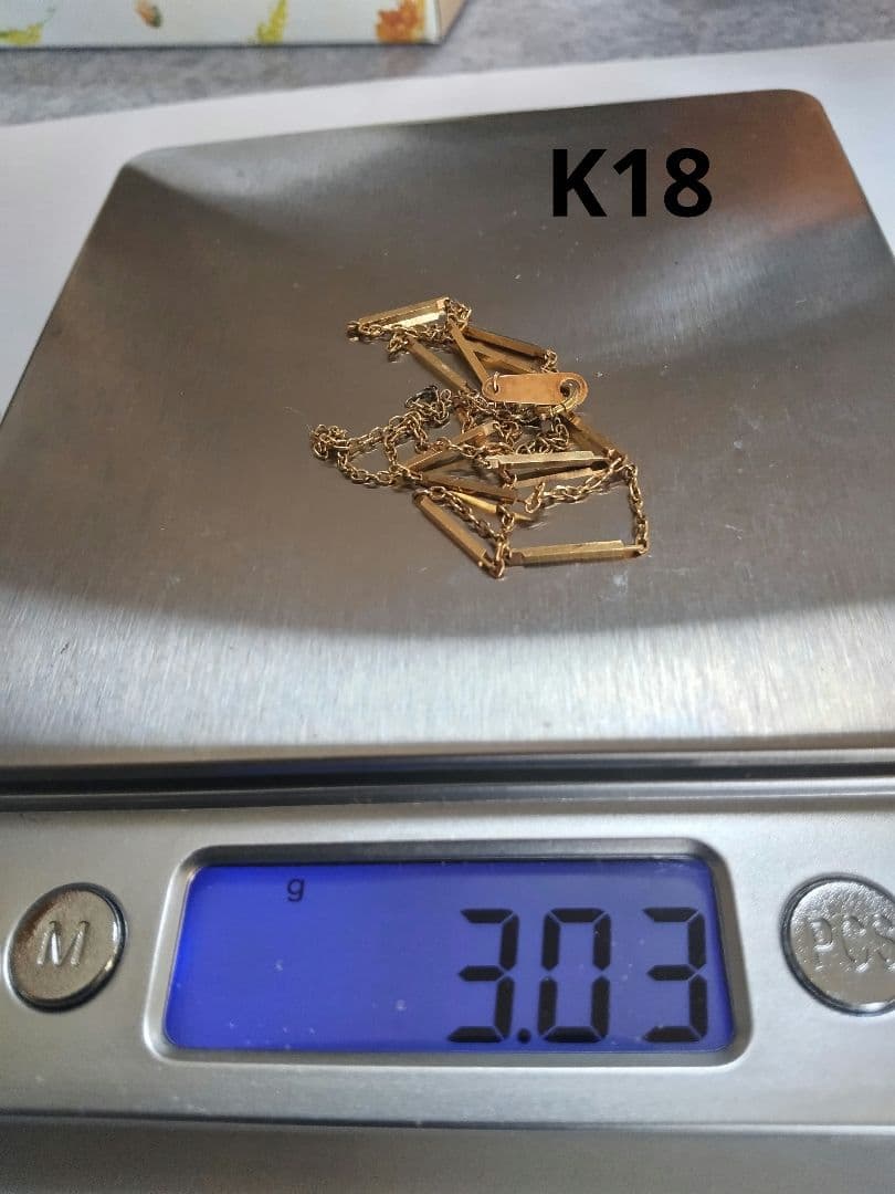 K18切子ネックレス3.03g