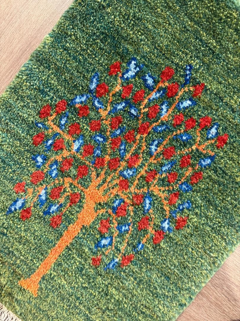 ギャッベ ペルシャ絨毯 61x44cmcm ギャベ 玄関 カシュクリ手織りラグ