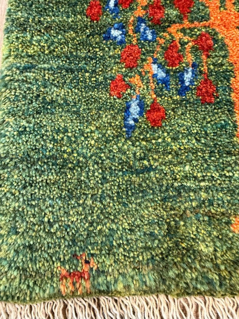 ギャッベ ペルシャ絨毯 61x44cmcm ギャベ 玄関 カシュクリ手織りラグ